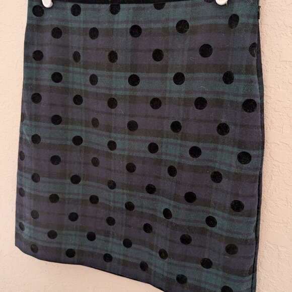 Talbots Wool Plaid Polka Dot Lined Mini Skirt Size 6 Holiday Winter - Picture 2 of 7